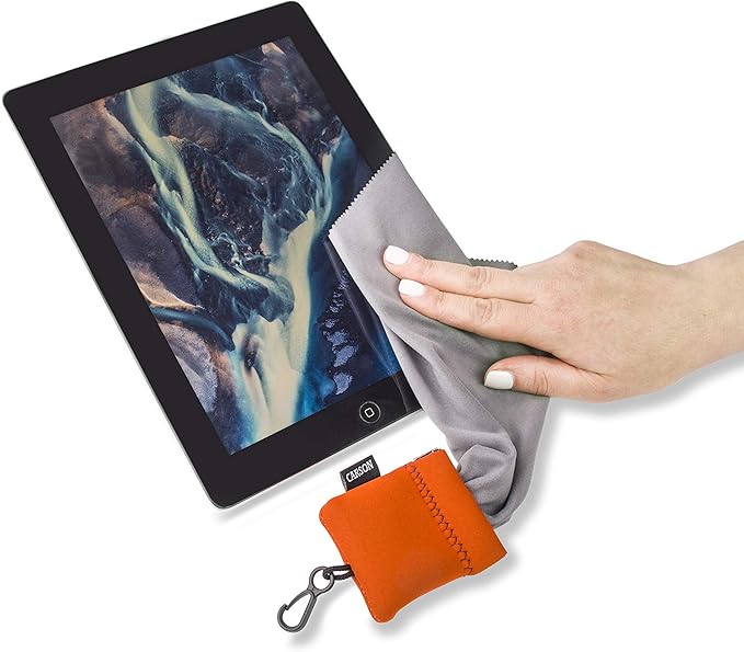 Carson Stuff-It Pro Microfiber Lens Cloth Cleaning System for Glasses, Smartphones, Tablets, Optics, Lenses, Cameras and More, 8.0'' x 8.0'' - Orange (SN-80OR)