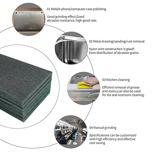 Carbon Black Scuff Pads - 6Pcs Scouring Pad 7447 - Very Fine Grade Hand Pads General Purpose Sanding Hand Pads 200 x 125mm/8" x 5"