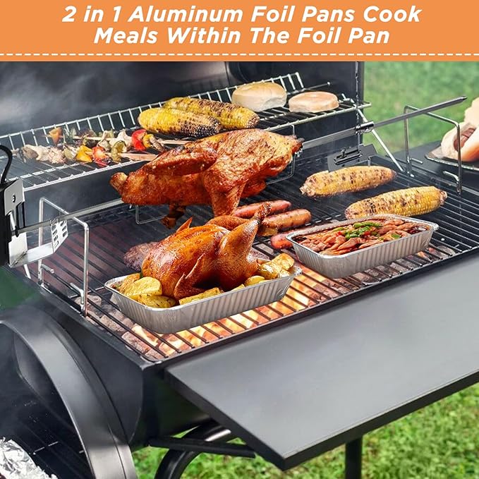 50 Pack Weber Grills Compatible Drip Pans 6415 for Weber Grills Spirit Gas Grills, Q Grills, Genesis and Genesis II LX 200 300 Series Disposable Aluminum Foil Grease Trays 6 x 1.4 x 8.6 Inches