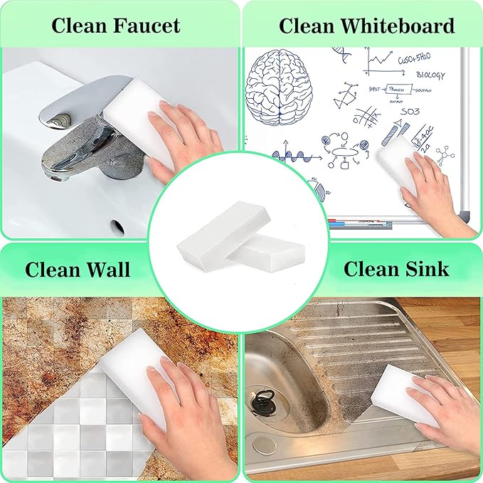 Magic Sponge Eraser, 50Pack Melamine Sponge Foam Bulk Sheets Cleaning Pads, Multi-Functional Household Cleaning Sponges for Dish, Kitchen, Stove, Bathtub, Sink, Furniture