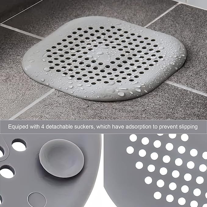 4 Pieces Drain Covers Hair Stopper for Shower Drain Bathtub Stopper Home Drain Protectors with Sucker Water Trap Sink Cover for Bathroom Bathtub and Kitchen (2 Gray+2 Gray)