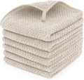 6 Piece Washcloth Set Set,100% Microfiber - Quick Dry, Thick, Soft, Plush and Highly Absorbent Luxury Hotel & Spa Bath Towel for Bathroom, Pack of 6, Khaki