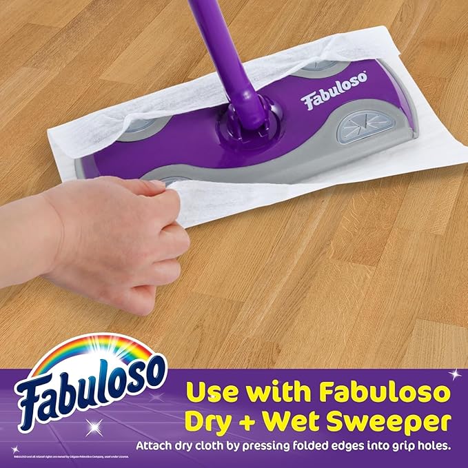 Fabuloso Dry Cloths - Sweeping Pads for Use with Fabuloso Dry + Wet Sweeper for Bold and Bright Cleaning Experience - Clean Your Floors with Ease, 16 Count - 2 Pack