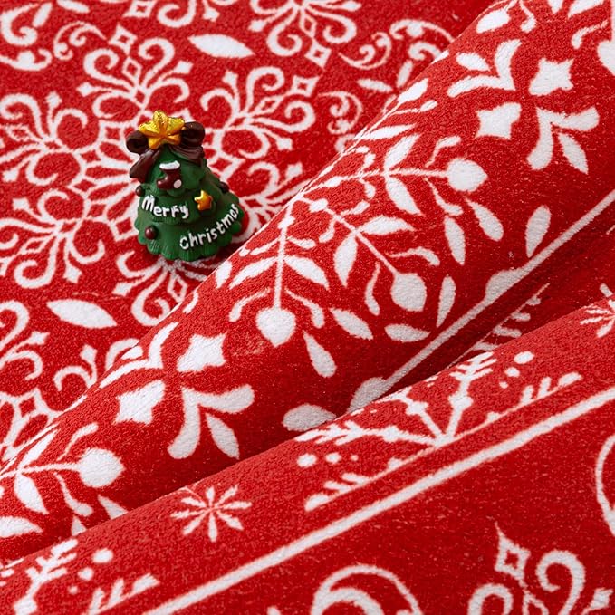 2x6 Runner Rug Red Christmas Hallway Carpet Xmas Holiday Decor Bedroom Carpet Snowflake Washable Non Slip Kitchen Mat Indoor Accent Rug Decorative Dining Room Laundry Room Living Room