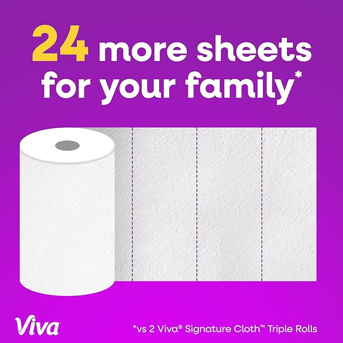 Viva Signature Cloth Paper Towels, 2 Family Triple Rolls, 141 Sheets per Roll (Packaging May Vary)