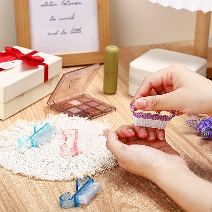 Bokon 400 Pcs Handle Grip Nail Brush Bulk Fingernail Scrub Brush for Toes and Nails Cleaner, Pedicure Scrubbing Tool Kit for Men and Women(Multicolor)