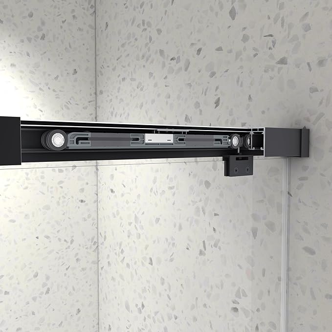 Favfurish Frameless Shower Door 54"x76"-5/16"(8mm) Tempered Glass Double Sliding Bathroom Door,Matte Black,Adjustable Soft Closing Design for Spa,Bathrooms (SGCC Certified)