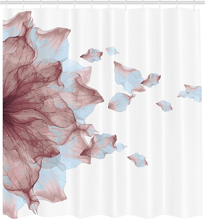 Ambesonne Flower Shower Curtain, Abstract Themed Modern Futuristic Image with Water Like Colored Artwork Print, Cloth Fabric Bathroom Decor Set with Hooks, 69" W x 70" L, Dried Rose