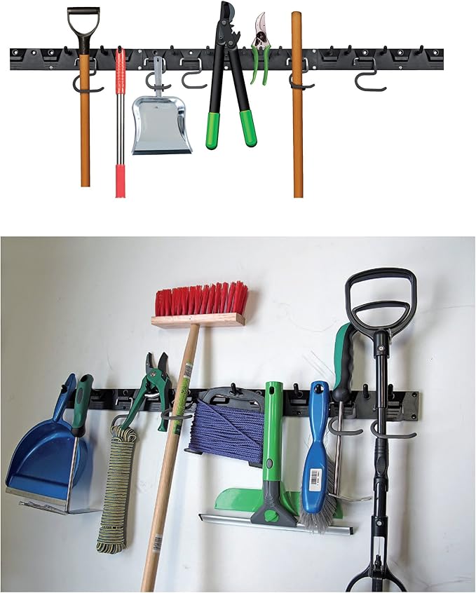 Adjustable Storage System 48 Inch, Wall Holders for Tools, Mop Broom Holder, Garage Organizer, Garden Tool Organizer, Garage Storage
