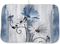 Floral Dish Drying Mat 18x24 Inches For Kitchen Counter Blue Daisy Flower Kitchen Decoration Drying Mat Modern Decorative Drying Pad For Home Kitchen Decor,Dining Room,Office Decor