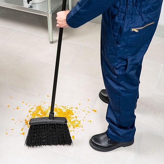 Carlisle FoodService Products CFS Duo-Sweep Plastic Small Debris Broom with Handle, 48 Inches, Black