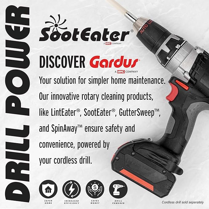 SootEater Pellet Stove Cleaning Kit - Complete Rotary Pellet Stove Vent Kit with Flexible rods, Propeller Pipe Brushes, & Flue Fire Prevention.