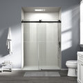 Abruzzo 76" Frameless Shower Door Single Sliding - 1/4" Tempered Glass Soft Close, Matte Black, Adjustable 56-60" Width