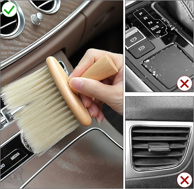 2 Pack Car Air Outlet Cleaning Brush Auto Interior Detailing Dust Brush Soft Bristles Detailing Dust Sweeping Tools for Dashboard Air Conditioner Vents (B Type)
