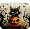 Black Cat Halloween Kitchen Dishes Drying Mat 16x18 Inch Halloween Fall Pumpkin Bat Dish Drying Mats for Kitchen Counter Absorbent Microfiber Dish Rack Mat Drainer Pad for Coffee Bar Sinks
