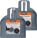 Superio Heavy Duty Plastic Step-on Dustpan with Comfort Grip Handle Grey, Durable, Lightweight Multi Surface Dust Pan Easy Broom Sweeping, 10-inch Wide, 2-Pack