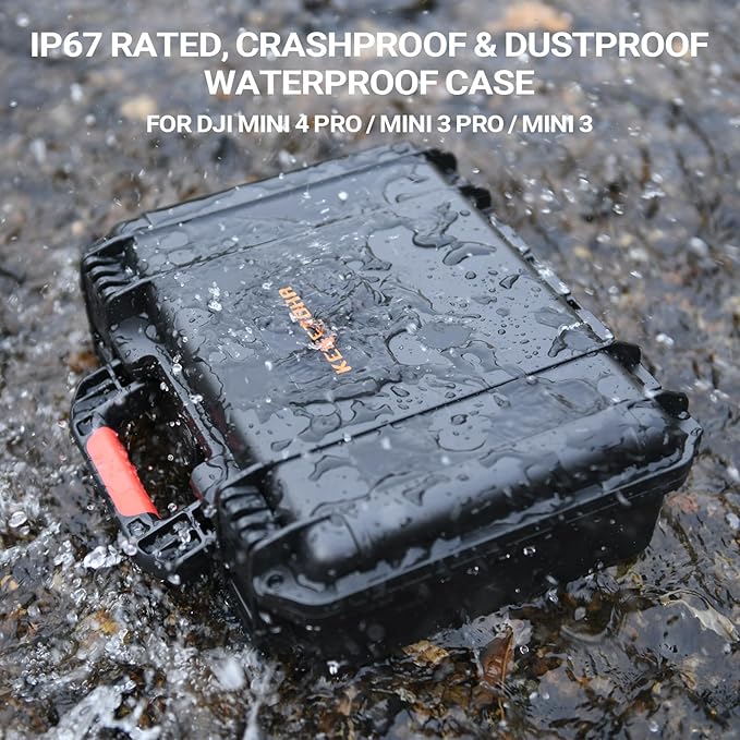 Hard Case for DJI Mini 3 Pro: IP67 Waterproof Carrying Cases for Mini 4/3 Pro/3 Drone RC 2/RC Smart Controller | Traveling Storage Box for Propellers Accessories (Case Only) (Black for RC 2)