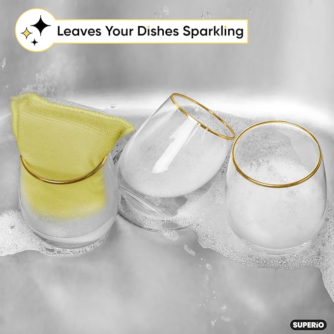 Microfiber Non-Scratch Dish & Kitchen Scrubber Heavy-Duty Household Cleaning Sponges, Multi-Purpose Cleaning Supplies for Dishes and Kitchens Pack of 9