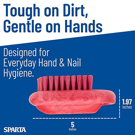 SPARTA 5 Inch Hand and Nail Brush with Stiff Polyester Bristles, Polypropylene Body, Color Coded Scrub Brush for Commercial Foodservice and Industrial Use, Red