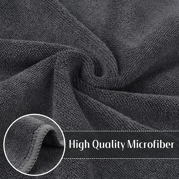 SINLAND Microfiber Cleaning Cloth Ultra Absorbent Softer Towel Reusable Cloth No Streak Lintless Cleaning Clothes for Home, Kitchen, Car, Window Use 12x12 Inch Slate Grey 6 Pack