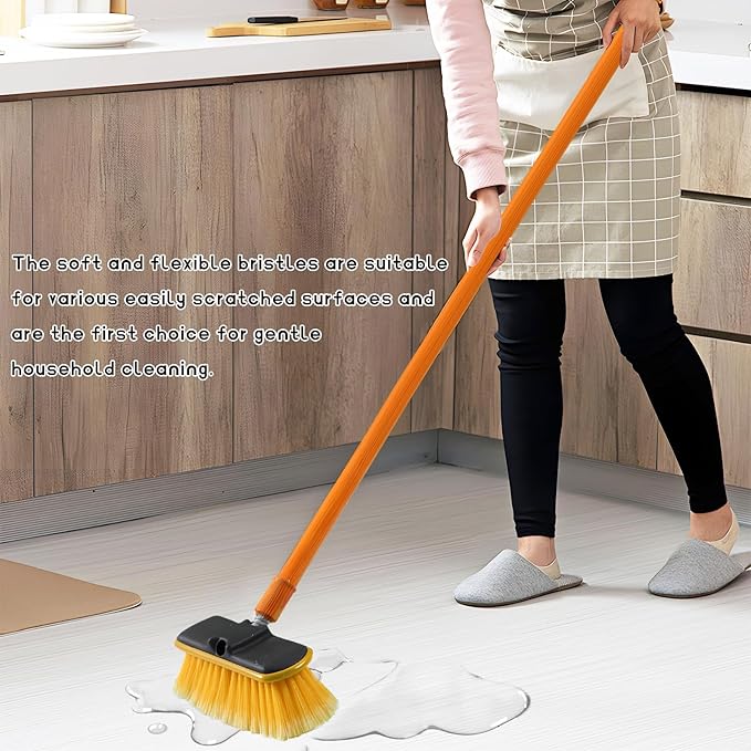 Car Wash Brush Head with Soft Bristle, Flow Thru Washing Brush Compatible with Waterflow Poles, Professional Scrub Broom Exterior Cleaning Head Replacement for RV Truck Boat
