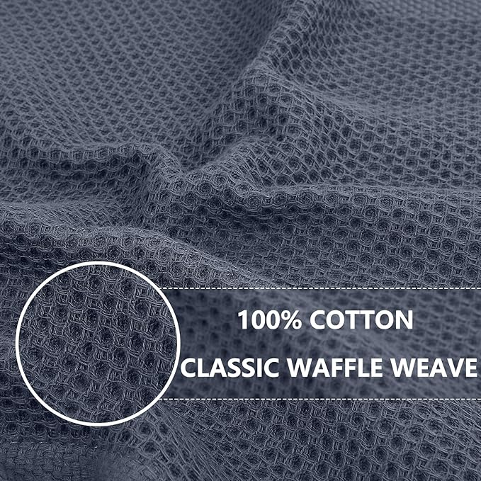 Homaxy 100% Cotton Waffle Weave Kitchen Dish Cloths, 7-Pack Ultra Soft Absorbent Dish Towels, Quick Drying Dish Rags, 12 x 12 Inches, Dark Grey