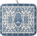 Blue Floral Dish Drying Mat for Kitchen Counter 16x18 Chinoiserie Flower Print Vintage Absorbent Reversible Microfiber Drying Mats Kitchen Countertop Protector Dishes Drainer Rack Pad