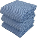 Chambray Light Blue Kitchen Hand Dish Towels: Oversized 28" x 18", 100% Cotton Cloth Soft Cleaning Drying Absorbent Textured Design, Set of 3 Multipurpose for Everyday Use