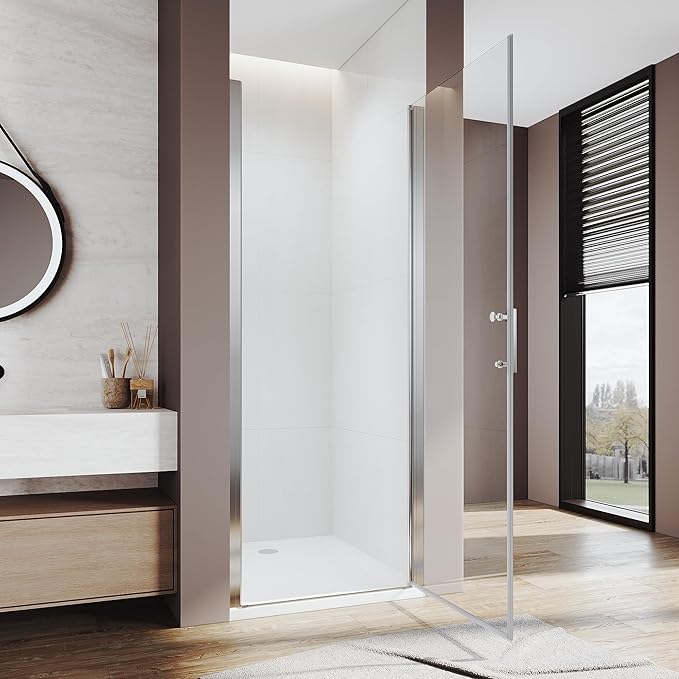 Glass Shower Door 29.5-31" W x 72" H, UCALAFEE Frameless Pivot Shower Door with 1/4" (6mm) SGCC Clear Tempered Glass, Waterproof Seal, Easy Clean & Anti-Fog Coating, Reversible Installation, Chrome