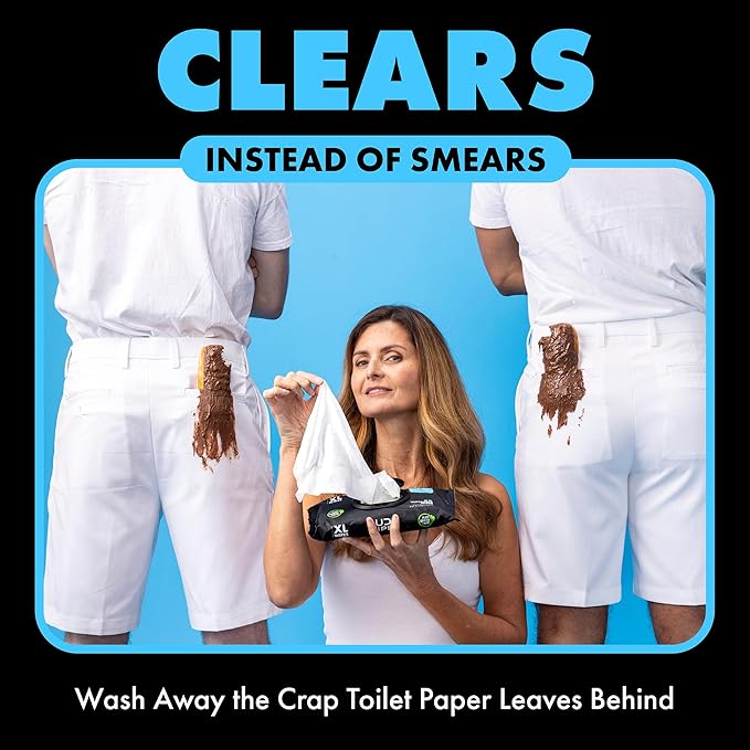 DUDE Wipes Unscented Flushable Wipes - Extra-Large Adult Wet Wipes for Sensitive Skin - 3 Pack (144 Count) - Infused with Vitamin E and Aloe - Septic and Sewer Safe