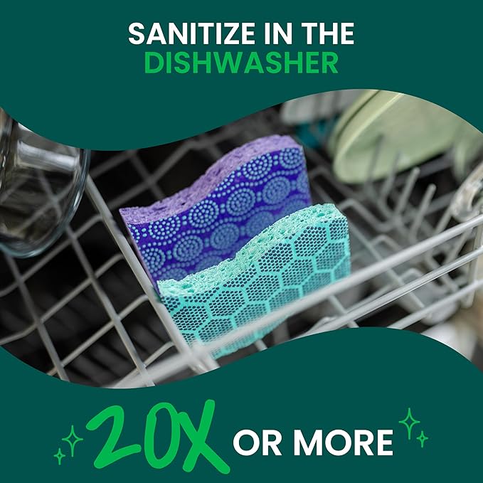 Scotch-Brite Odor Resist Heavy Duty Scrub Sponge, Dishwasher-Safe Kitchen sponges for Serious Scrubbing, Multipurpose Dish Sponge for Stuck-On Messes, 3 Scrubbing Sponges (Pack of 8)