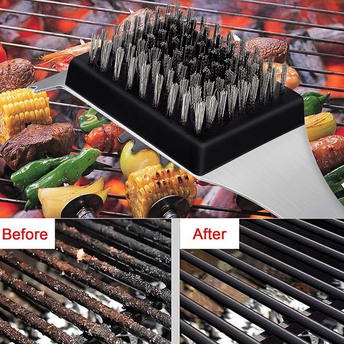 Leonyo 4 Pack Grill Brush Replacement Heads Set, 3.3IN x 2.5IN Grill Cleaning Brush Replaceable Heads, Barbecue Cleaner Refill, BBQ Cleaner