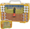 Battery Organizer Storage Holder Case with Double-Sided, Garage Box with Tester Checker. Batteries Container for 269pcs AA AAA AAAA 3A 4A 9V C D Lithium 4LR44 CR2 CR123A CR1632 CR2032 18650 - Yellow