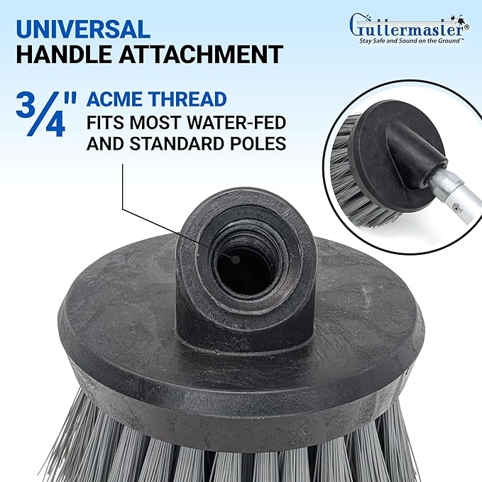 Guttermaster GM-314P Grey 4.5 Inch Diameter Round Medium Stiff Flow Through Brush for Decks and Sidewalks