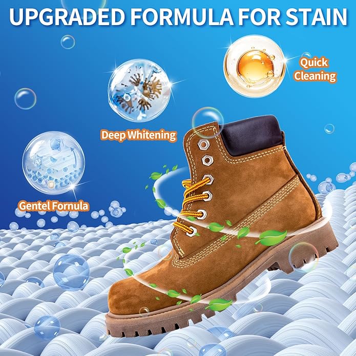 Suede Shoe Cleaner, 6.76 fl oz Suede and Nubuck Cleaning Kit with Brush & Towel, Removes Dirt & Stains for Shoes