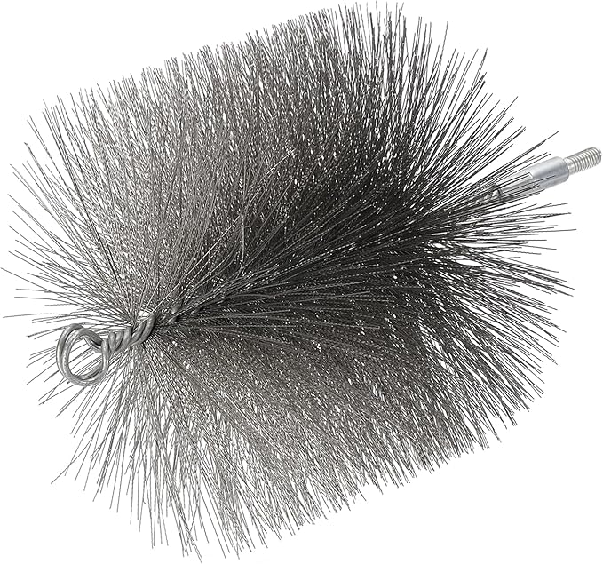 PATIKIL 5" Wire Chimney Cleaning Brush, Stainless Steel Round Chimney Sweep Brush with M6 Fitting for Fireplace Burning Stove Tent Dryer Pipes, Silver