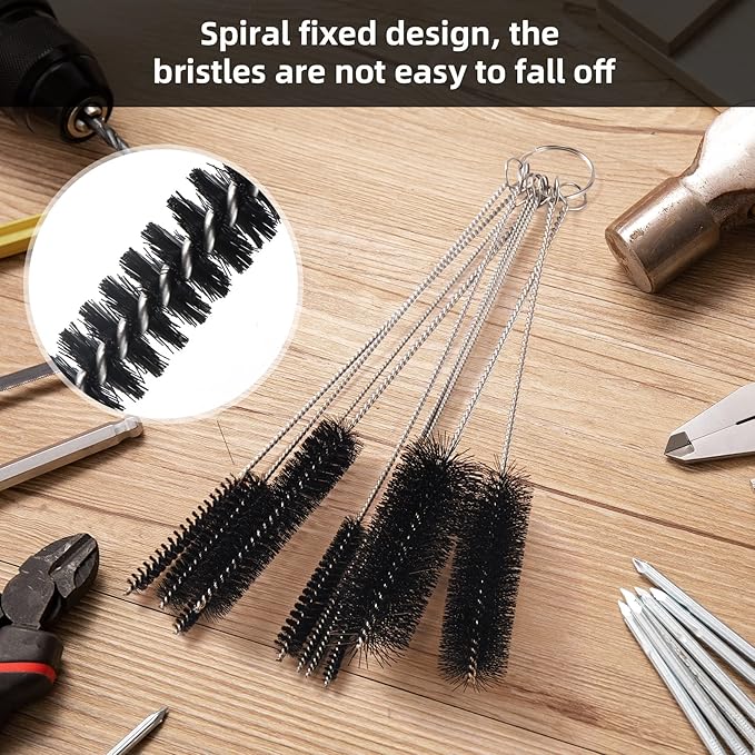 Annhua 10 Pcs Tube Cleaning Brushes Kit Straw Cleaning Kit Metal Pipe Brush Cleaner, Lab Cleaning Brushes Wire Bottle Brush for Lab Tube, Auto Parts, Bottles and Pipes, 10 Sizes