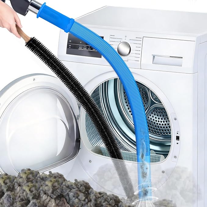 Sealegend 2 Pieces Upgraded Dryer Vent Cleaner Kit - Universal Vacuum Hose Attachment & Dryer Lint Brush, Compatible with Most Vacuum Cleaner, Quickly Lint Remover, Blue