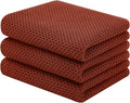 Homaxy 100% Cotton Waffle Weave Kitchen Towels, 3-Pack Ultra Soft Absorbent Dish Towels, Quick Drying Cleaning Towels, 13 x 28 Inches, Rust