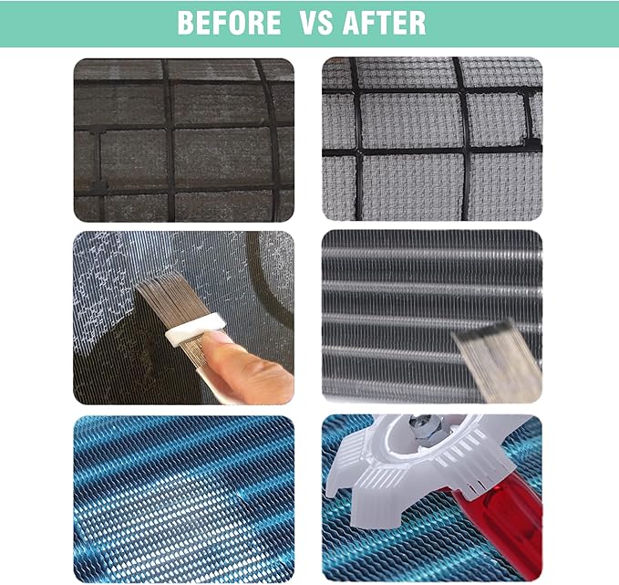 10 Pcs Air Conditioner Fin Comb Cleaner kit AC Coil Cleaning Brush 5 Different Fin Combs Condenser Fin Straightener AC Evaporator Comb Radiator Repair Clean Tool