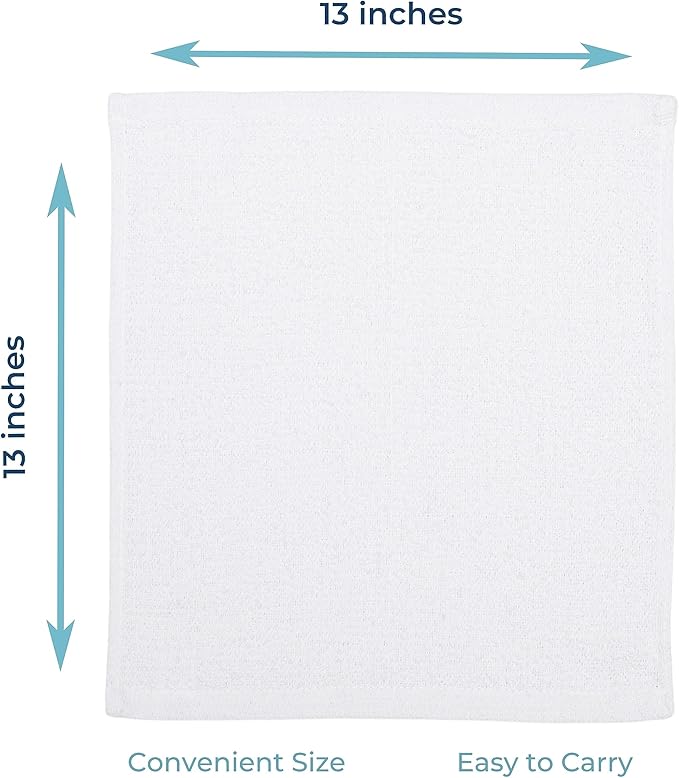 Looperry White Terry Cloth Rags (24 Pack) 13"x13" Inches Commercial Grade Dish Cloth Multipurpose Cleaning Rags for Housekeeping, Car Wash. Absorbent & Reusable Bar Mop Towels for Kitchen Cotton