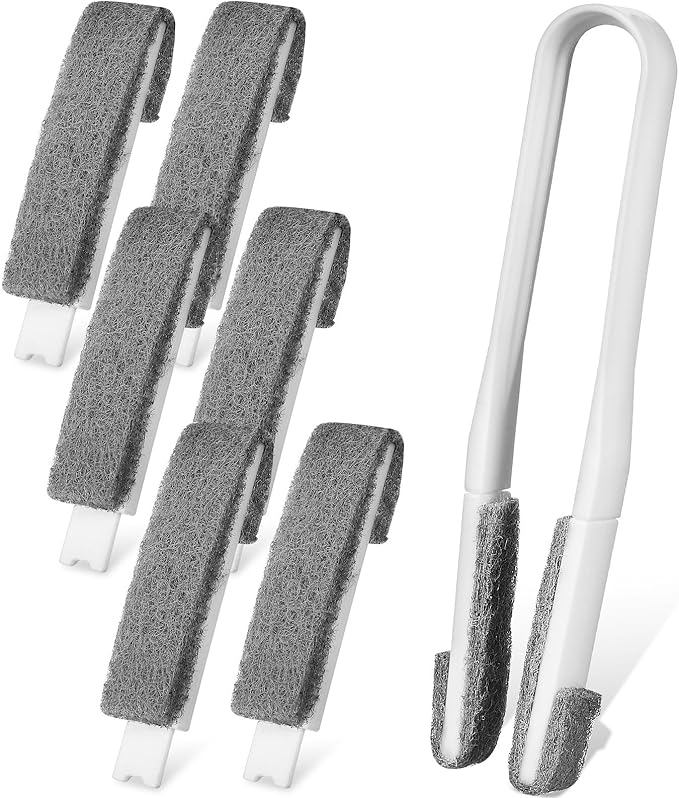 Blind Cleaner Duster Tool with 1 Clip and 6 Replaceable Brush Heads, Microfiber Fan and Window Blind Cleaning Brush for Household Dusting and Vent Maintenance