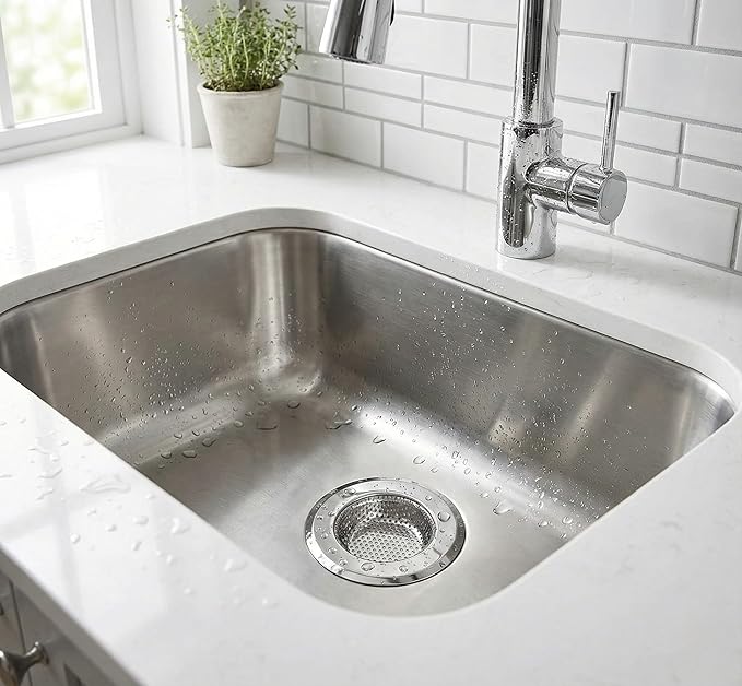 4.5 Inch Kitchen Sink Strainer Basket 2-Pack – Stainless Steel Anti-Clogging Drain Cover with Ultra Micro Mesh, Wide Rim, Rust-Proof Stopper – Fits Most Standard Sinks