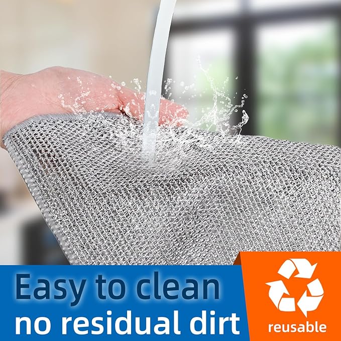 EytGva10 PCS Non Scratch Steel Scrubbers Wire Dishwashing Rags Metal Dish Cloth,Alternative to Steel Wool Scrubbers, Multifunctional Kitchen Cleaning Cloths for Pots,Pans,Dishs,Flatwarel