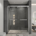 RFN 50-54" W x 76" H Framed Bypass Double Sliding Shower Door, 1/4" (6 mm) Easy-to-Clean Treated Clear Tempered SGCC Glass,Bathroom Door(Brushed Nickel, 50-54" W*76" H)