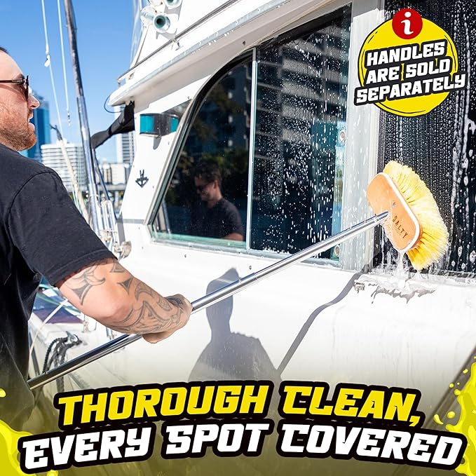 Salty Captain Soft Bristle Boat Deck Brush – Gentle Cleaning for Fiberglass, Glass & Polished Surfaces – Durable Marine-Grade Design