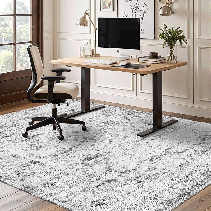 4x6 Area Rugs for Living Room, Bedroom, Grey Rugs, Small Washable Non Slip Entry Rugs, Vintage Boho Soft Indoor Rug for Nursery, Bathroom, Office