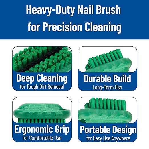 SPARTA 5 Inch Hand and Nail Brush with Stiff Polyester Bristles, Polypropylene Body, Color Coded Scrub Brush for Commercial Foodservice and Industrial Use, Green