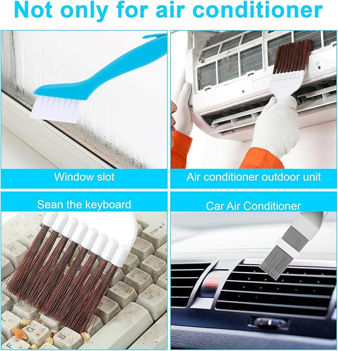 AC Fin Comb, 3-in-1 Set Coil Brush HVAC, Multi-Purpose Coil Cleaning Brush for Air Conditioner Condenser & Evaporator Radiator Maintenance