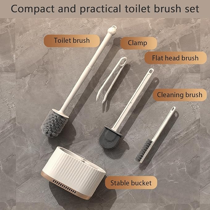 Basaza Toilet Brush and Holder Set Toilet Bowl Cleaning Brush and Holder for Bathroom 4 in 1 Dark Green Toilet Bowl Cleaner Brushes & Holders Bathroom Accessories Floor Standing or Wall Mounted